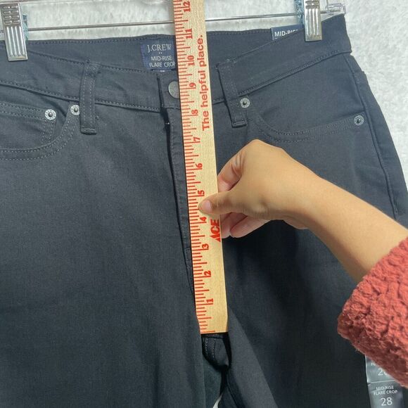 J Crew Jeans Womens 28 Black Flare Crop All Day Stretch Dark Wash Mid Rise BT057 - Picture 5 of 11